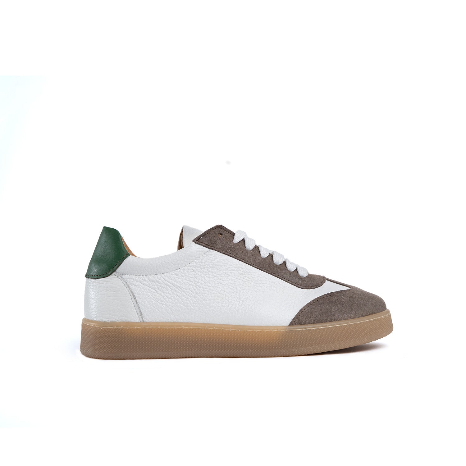 Fusion men's sneakers with light amber sole in genuine bottolato leather