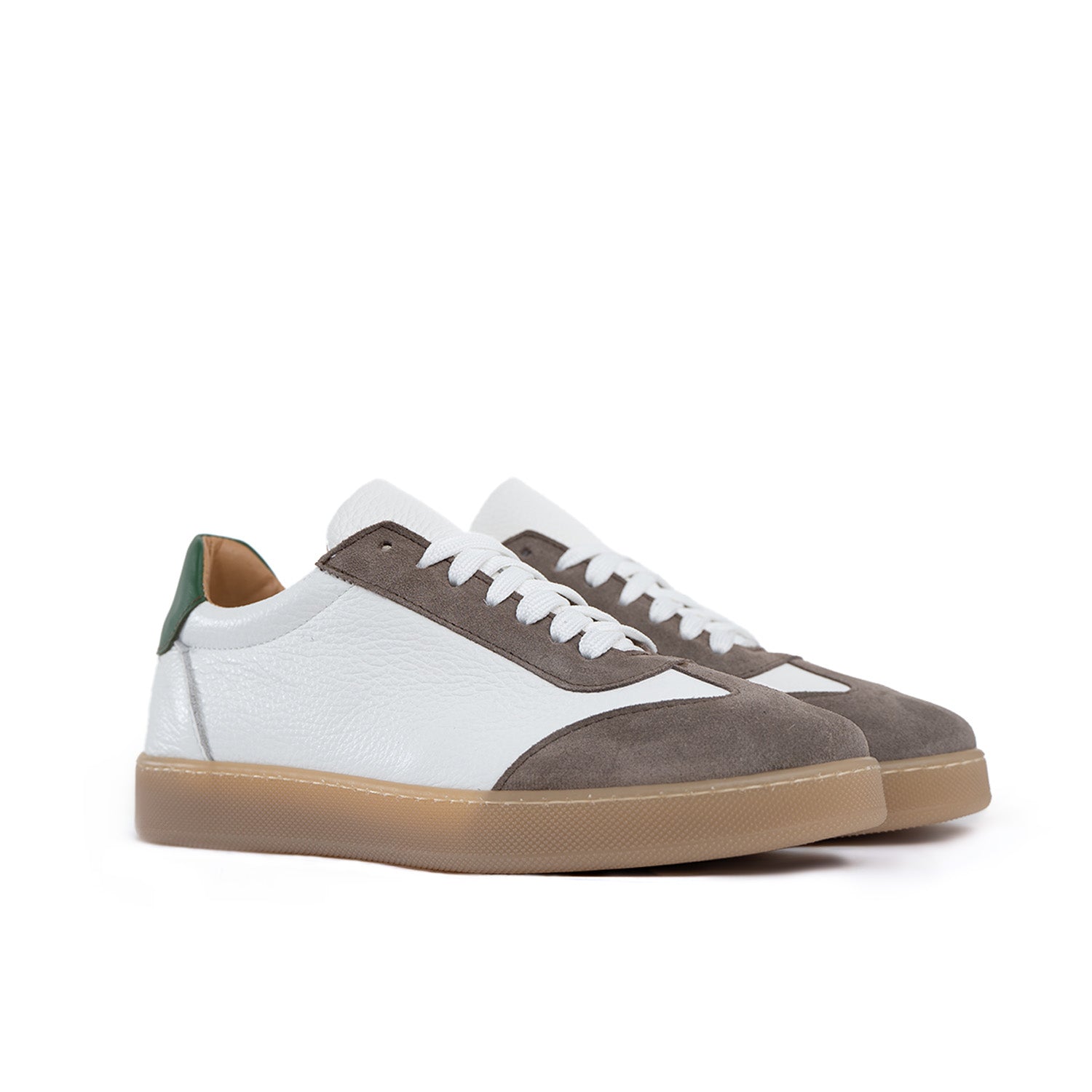 Fusion men's sneakers with light amber sole in genuine bottolato leather