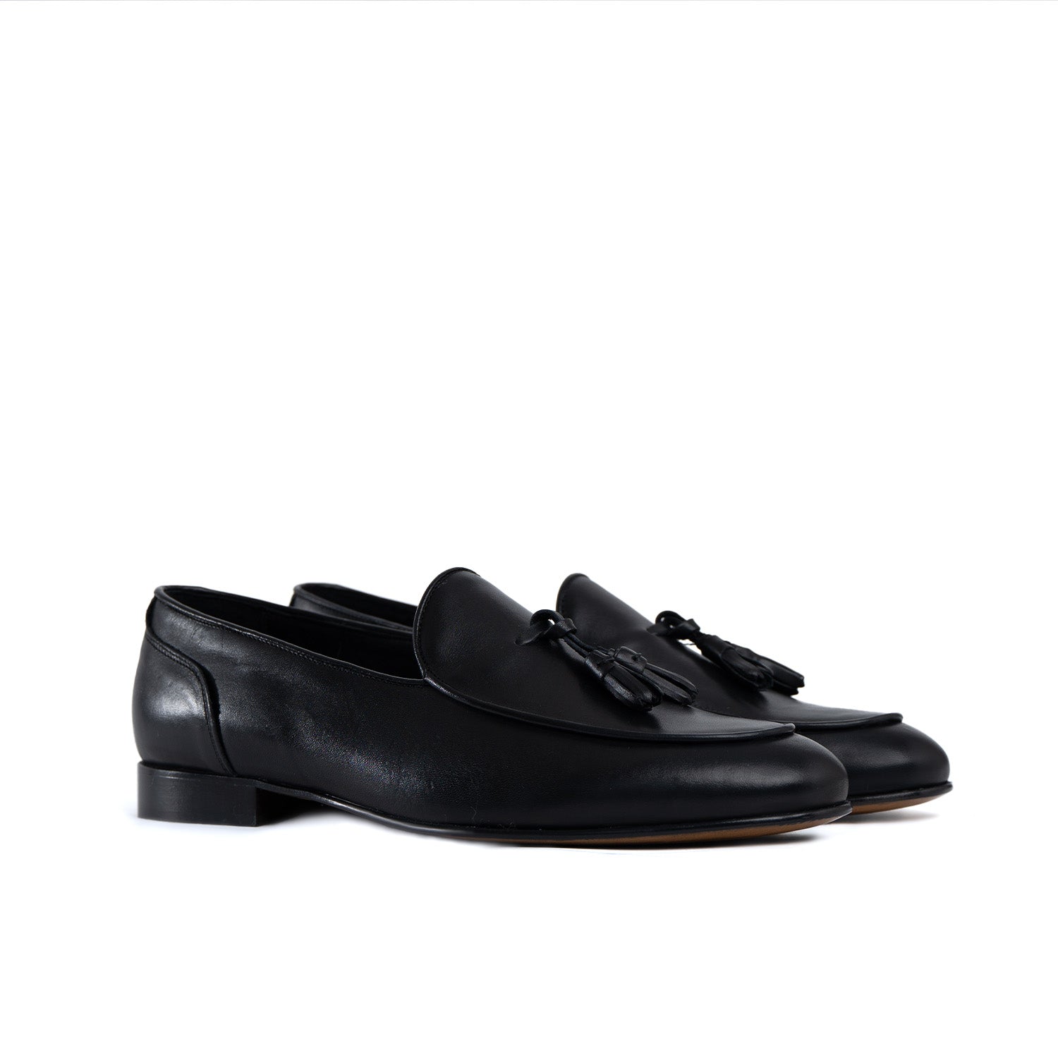 Men's luxury leather moccasin loafer with leather sole