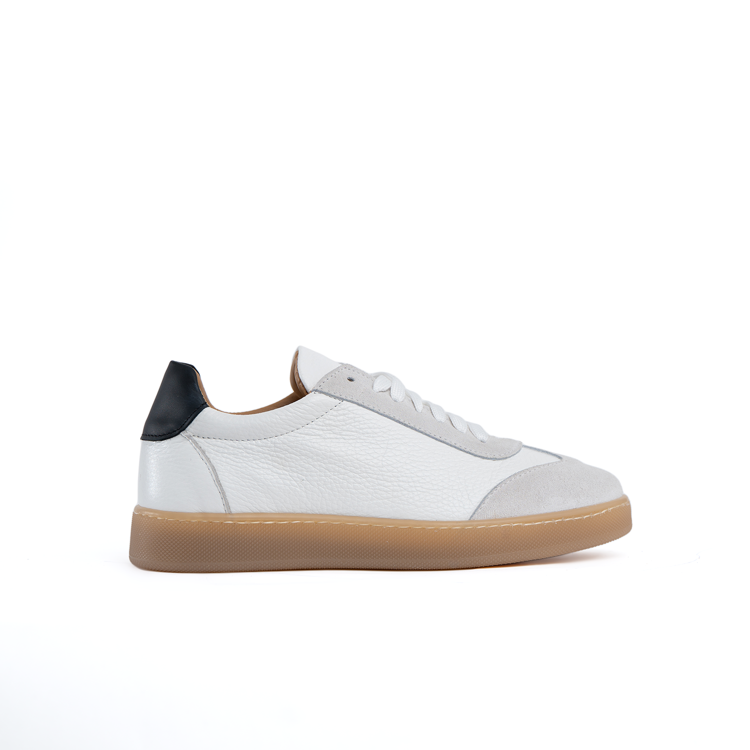 Fusion men's sneakers with light amber sole in genuine bottolato leather
