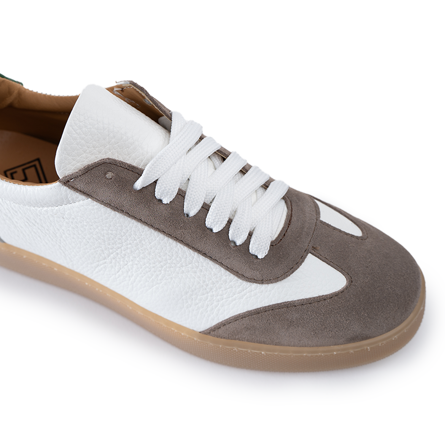 Fusion men's sneakers with light amber sole in genuine bottolato leather