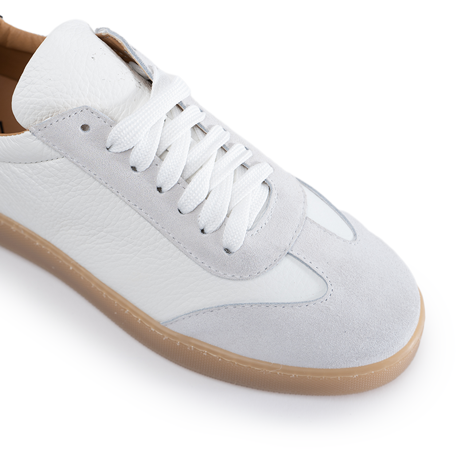 Fusion men's sneakers with light amber sole in genuine bottolato leather